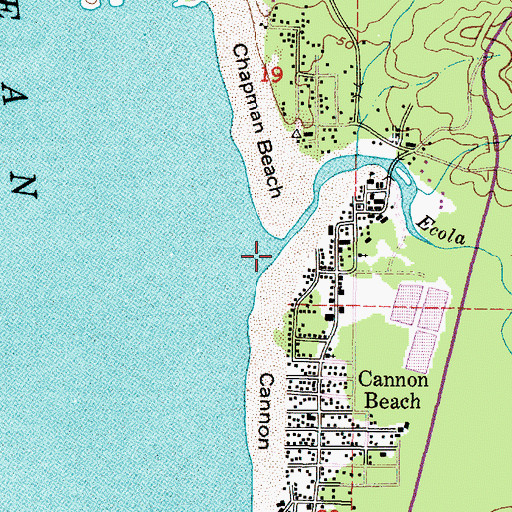 Topographic Map of Ecola Creek, OR