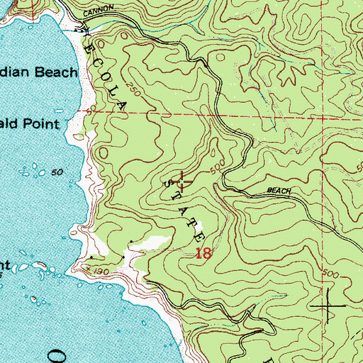 Topographic Map of Ecola State Park, OR
