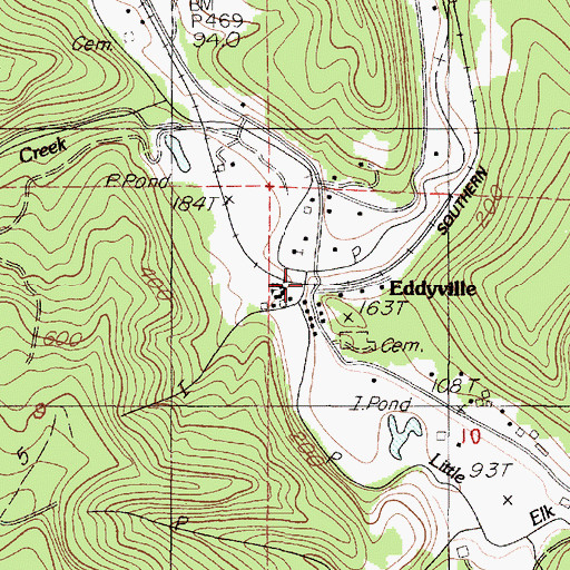 Topographic Map of Eddyville, OR