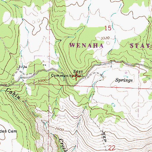 Topographic Map of Eden Community Hall, OR
