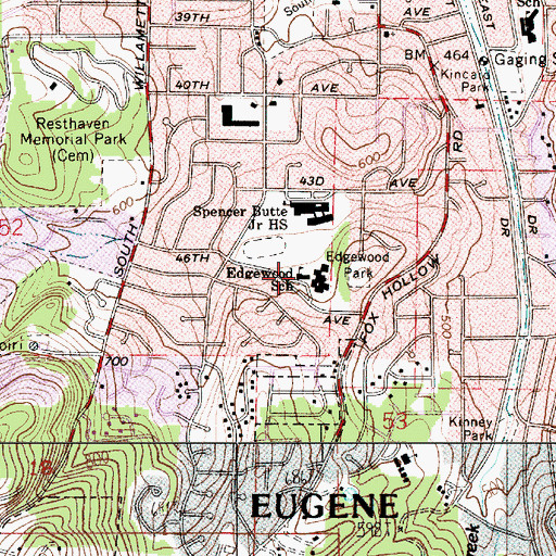 Topographic Map of Edgewood Community Elementary School, OR