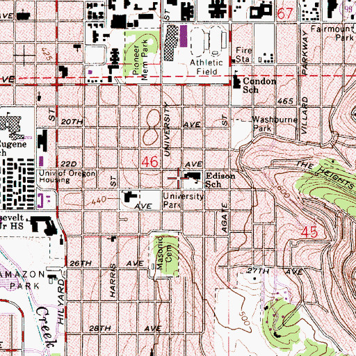 Topographic Map of Edison Elementary School, OR