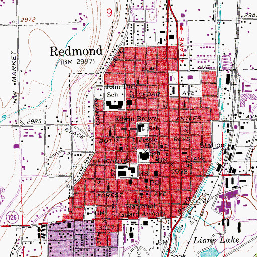 Topographic Map of Edwin Brown High School, OR
