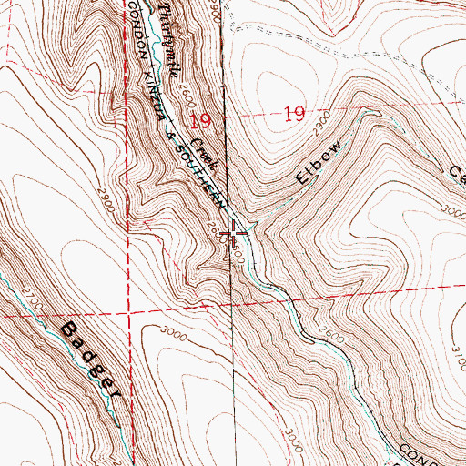Topographic Map of Elbow Canyon, OR