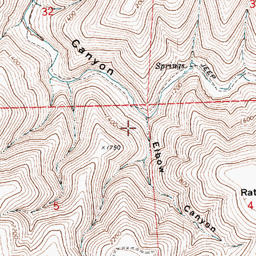 Topographic Map of Elbow Canyon, OR