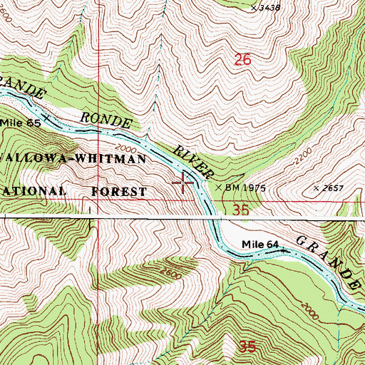 Topographic Map of Elbow Creek, OR