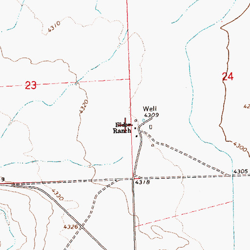 Topographic Map of Elder Ranch, OR