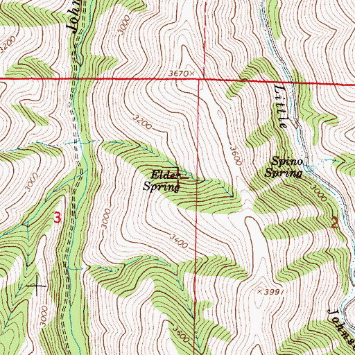 Topographic Map of Elder Spring, OR