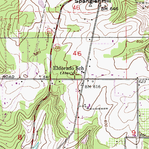 Topographic Map of Eldorado School, OR