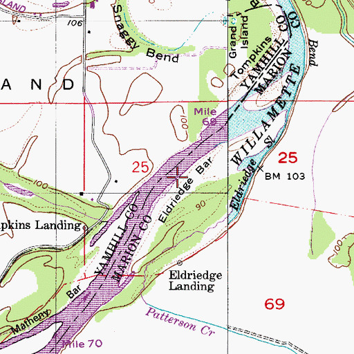 Topographic Map of Eldriedge Bar, OR