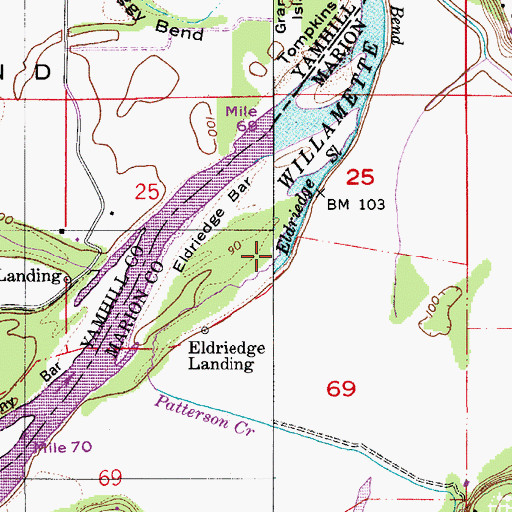 Topographic Map of Eldriedge Slough, OR