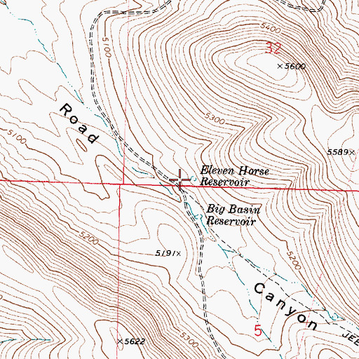 Topographic Map of Eleven Horse Reservoir, OR