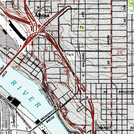 Topographic Map of Tubman Middle School (historical), OR