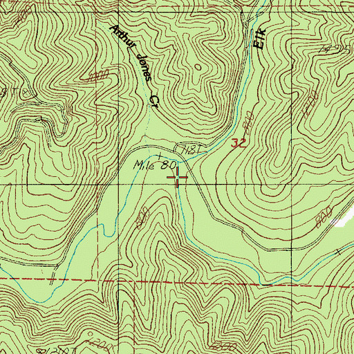 Topographic Map of Elk Creek, OR