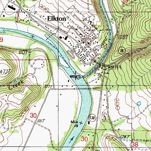 Topographic Map of Elk Creek, OR