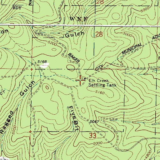 Topographic Map of Elk Creek Settling Tank, OR