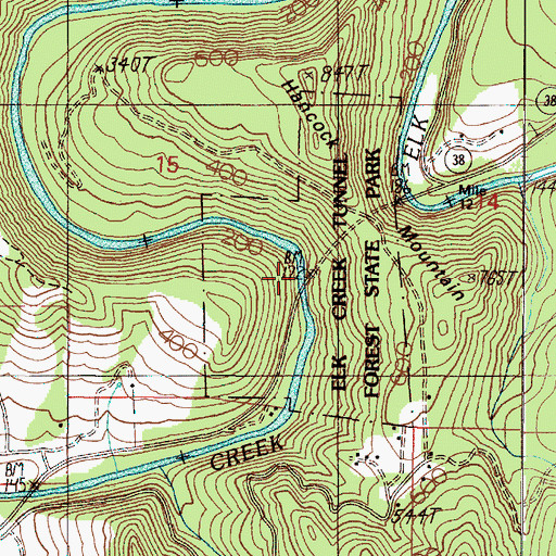 Topographic Map of Elk Creek Tunnel Forest State Park, OR