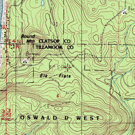 Topographic Map of Elk Flats, OR