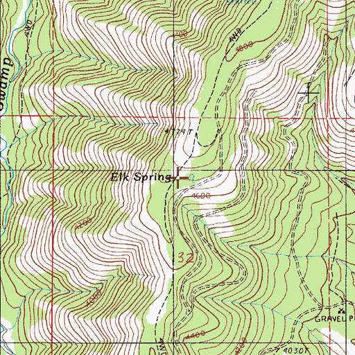 Topographic Map of Elk Spring, OR