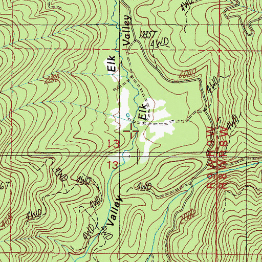 Topographic Map of Elk Valley, OR