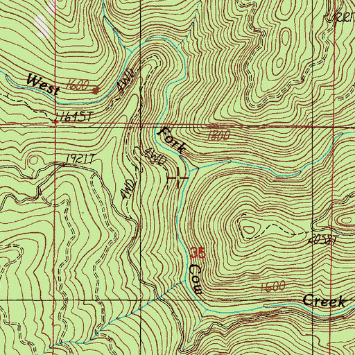 Topographic Map of Elk Valley Creek, OR