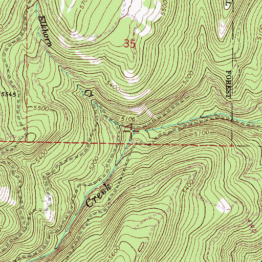 Topographic Map of Elkhorn Creek, OR
