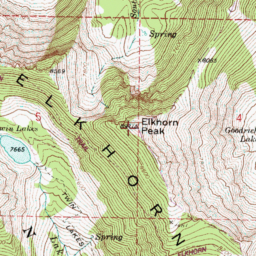 Topographic Map of Elkhorn Peak, OR