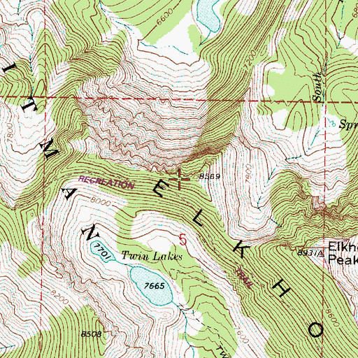Topographic Map of Elkhorn Ridge, OR