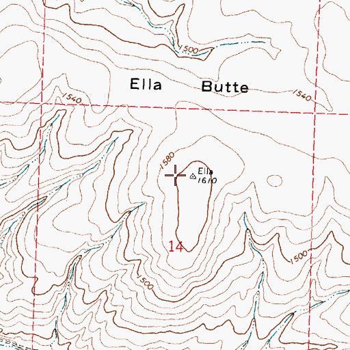 Topographic Map of Ella Butte, OR