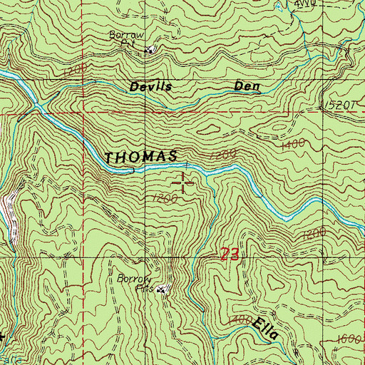 Topographic Map of Ella Creek, OR