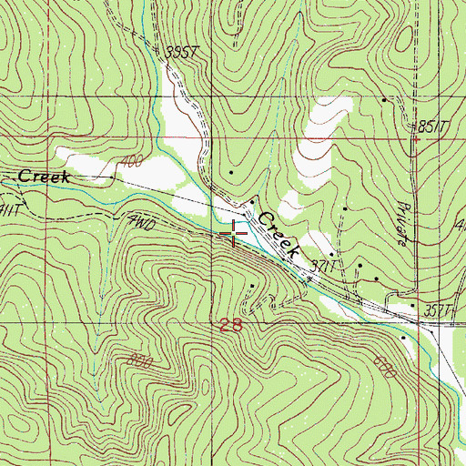 Topographic Map of Ellenburg Creek, OR