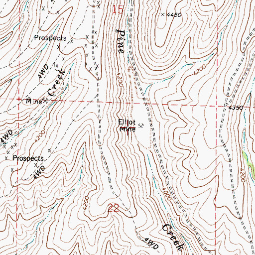 Topographic Map of Elliot Mine, OR