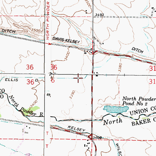 Topographic Map of Ellis Ditch, OR