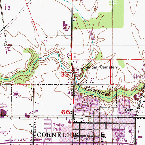 Topographic Map of Emanuel Cemetery, OR