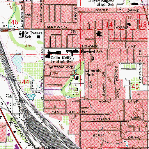 Topographic Map of Emerald Park, OR
