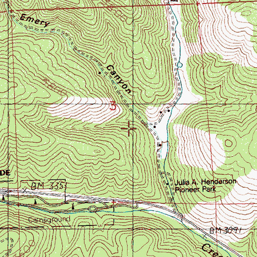 Topographic Map of Emery Canyon, OR