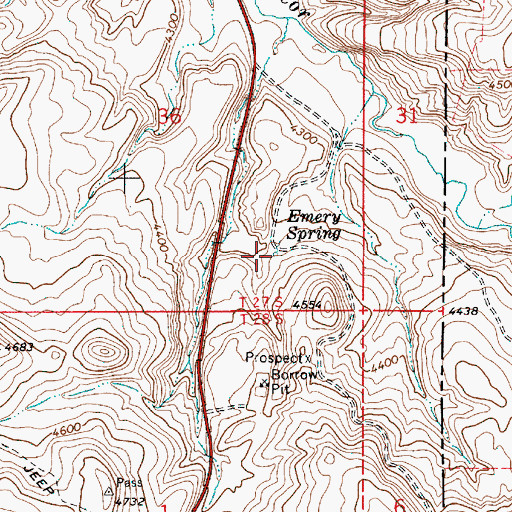 Topographic Map of Emery Spring, OR