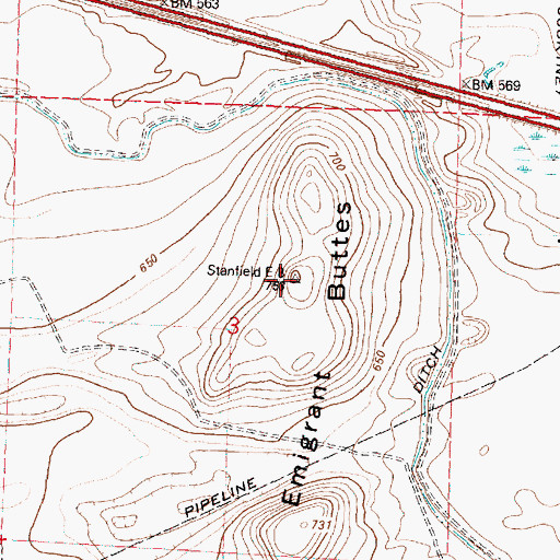Topographic Map of Emigrant Buttes, OR