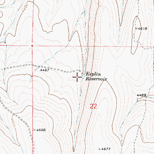 Topographic Map of Esplin Reservoir, OR