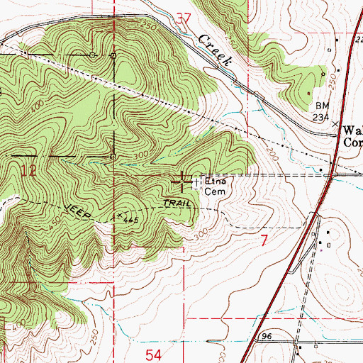 Topographic Map of Etna Cemetery, OR