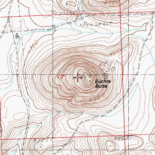 Topographic Map of Euchre Butte, OR