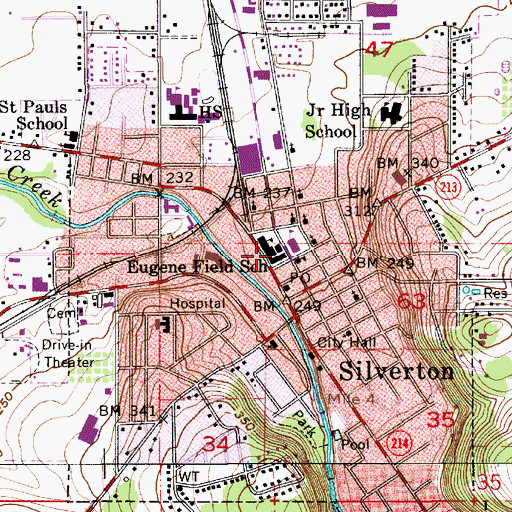 Topographic Map of Eugene Field Elementary School, OR