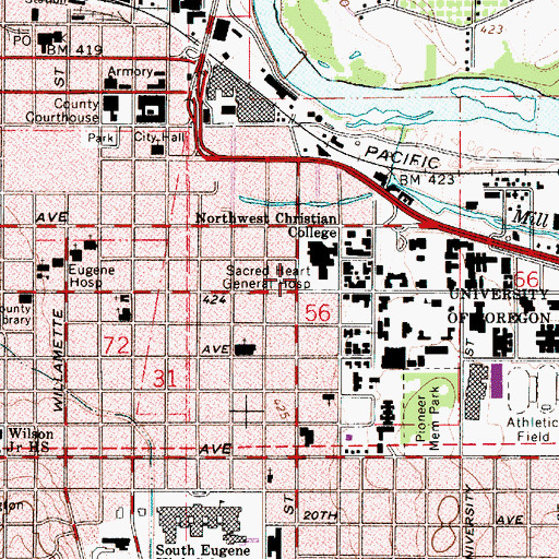 Topographic Map of Sacred Heart Medical Center University District, OR