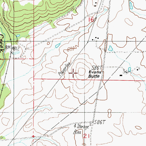 Topographic Map of Evans Butte, OR