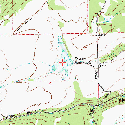 Topographic Map of Evans Reservoir, OR