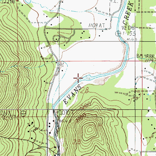 Topographic Map of Evans Valley, OR