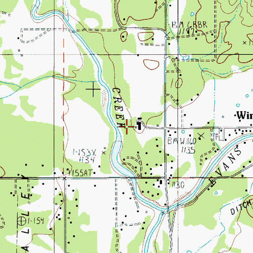 Topographic Map of Evans Valley Elementary School, OR
