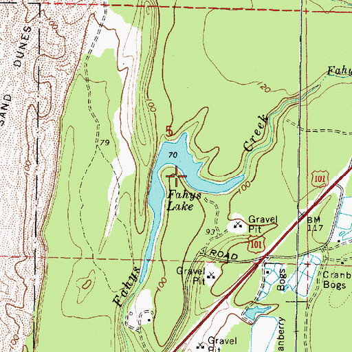 Topographic Map of Fahys Lake, OR