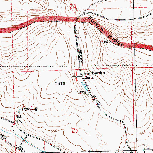 Topographic Map of Fairbanks Gap, OR