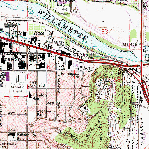 Topographic Map of Fairmount City Park, OR